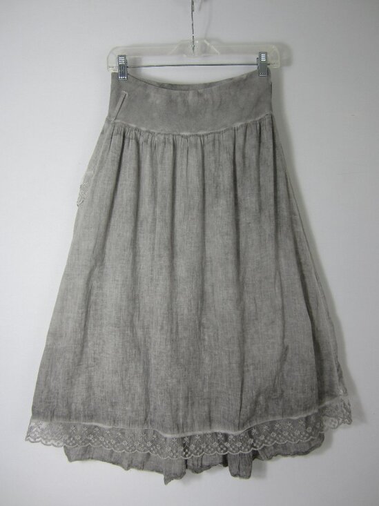 Unbranded Womens Small Washed Gray Flare Layered Skirt Lace Ruffle Bohemian - Picture 2 of 10